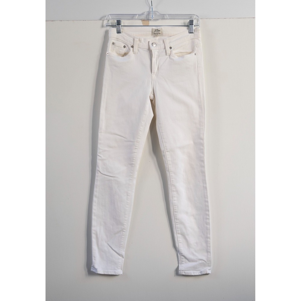 J Crew Toothpick Skinny Jeans Womens 25 White Mid Rise Stretch Denim